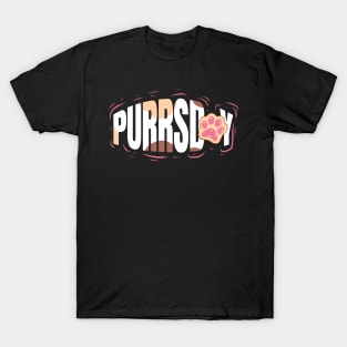 Logo Purrsday With Cat Paw On Purrsday T-Shirt